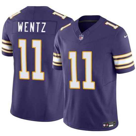 Men Minnesota Vikings 11 Carson Wentz Purple 2025 F U S E  Throwback Vapor Untouchable Limited Stitched Jersey
