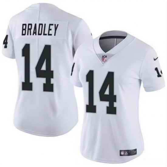 Women Las Vegas Raiders 14 Carter Bradley White Vapor Stitched Jersey