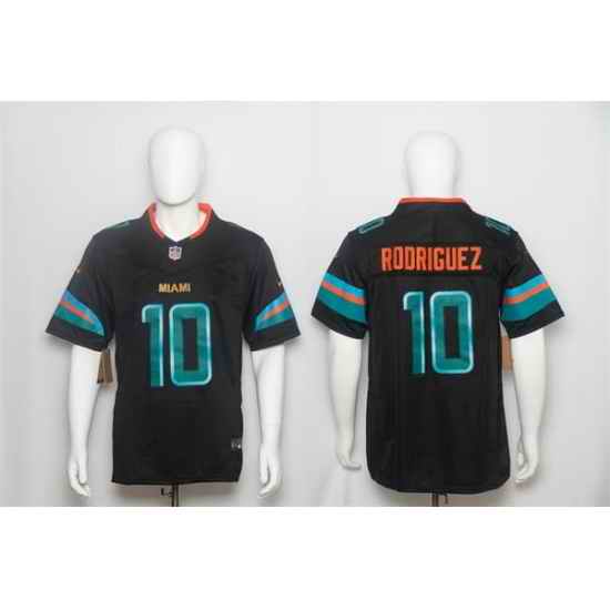 Men Miami Dolphins 10 Jacob Rodriguez Black 2025 F U S E  Rivalries Vapor Limited Stitched Football Jersey
