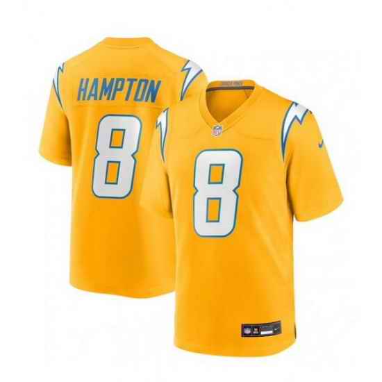 Men Los Angeles Chargers 8  HAMPTON  Gold 2025 F U S E  Alternate Vapor Limited Stitched Football Jersey