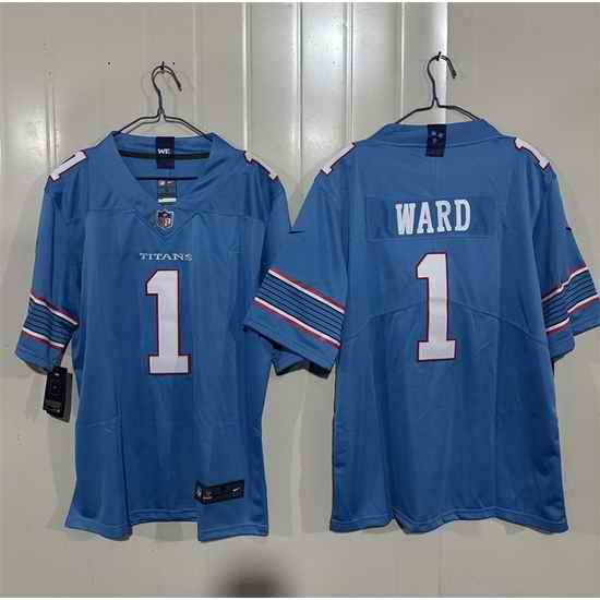 Men Tennessee Titans  1 Cameron Ward Light Blue 2026 F U S E  Vapor Limited Stitched Football Jersey