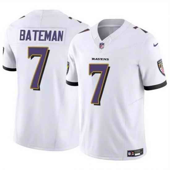 Men Baltimore Ravens 7 Rashod Bateman White 2023 F U S E Vapor Limited Football Jersey