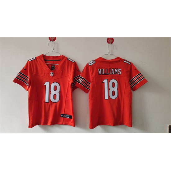 Youth Chicago Bears 18 Caleb Williams Orange 2024 Draft F U S E Vapor Stitched Football Jersey