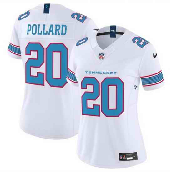 Women Tennessee Titans  20 Tony Pollard White 2026 F U S E  Vapor Limited Stitched Football Jersey