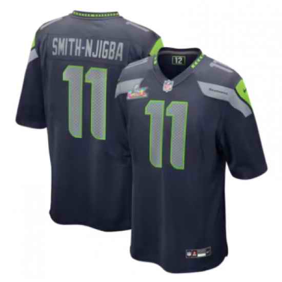 Jaxon Smith-Njigba Seattle Seahawks Nike Super Bowl LX Patch Game Jersey College Navy