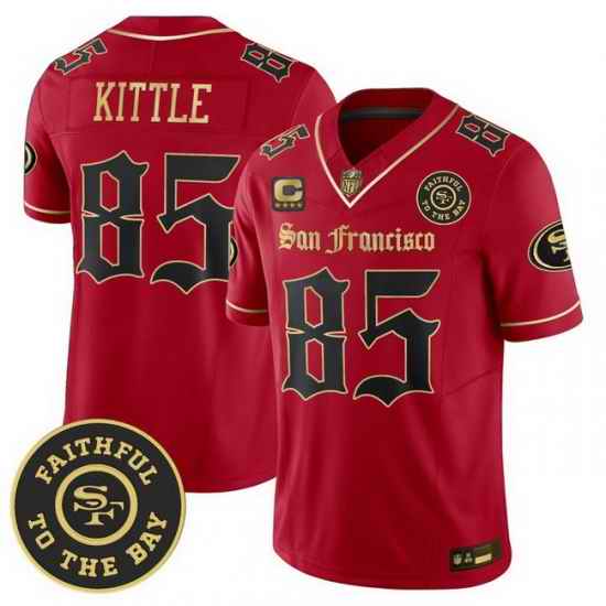 Men San Francisco 49ers 85 George kittle Gothic Edition Red Black Vapor Limited Jersey