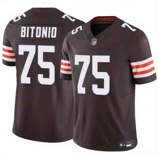 Men Cleveland Browns 75 Joel Bitonio Brown F U S E  Vapor Limited Stitched Football Jersey