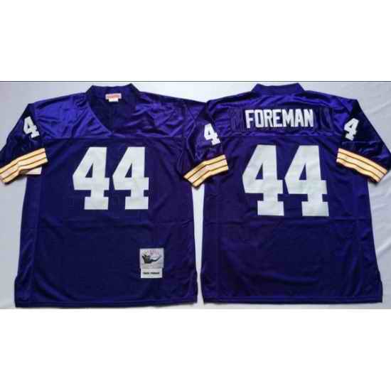 Men Minnesota Vikings 44 Chuck Foreman Purple Throwback Stitched Jersey