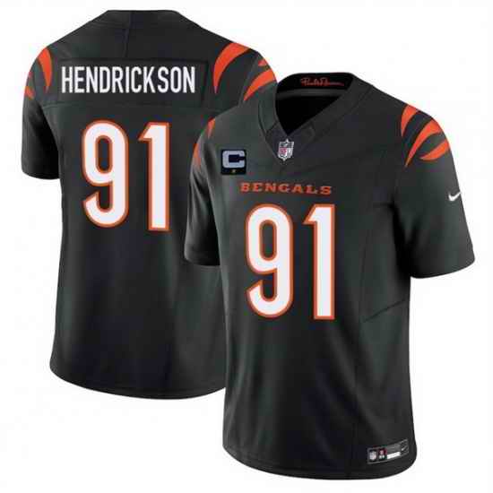 Men Cincinnati Bengals 91 Trey Hendrickson Black 2025 F U S E  With 1 Star C Patch Vapor Untouchable Limited Stitched Football Jersey