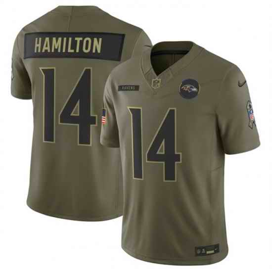 Men New York Giants 3 Russell Wilson Olive 2025 F U S E  Salute to Service Limited Stitched Football Jersey