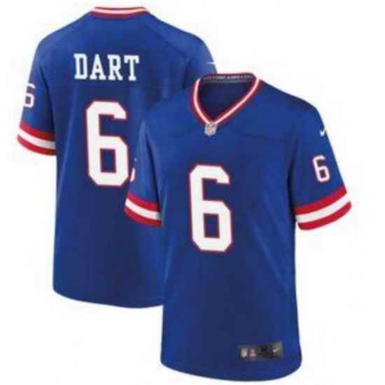 Youth New York Giants 6 Jaxson Dart Blue Rush Stitched NFL Jersey