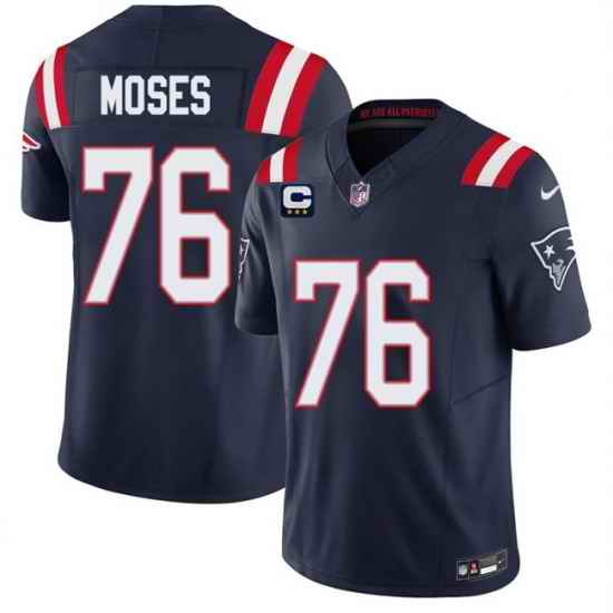 Men New England Patriots 76 Morgan Moses Navy 2026 F U S E 3 Star C Pach Vapor Limited Stitched Football Jersey
