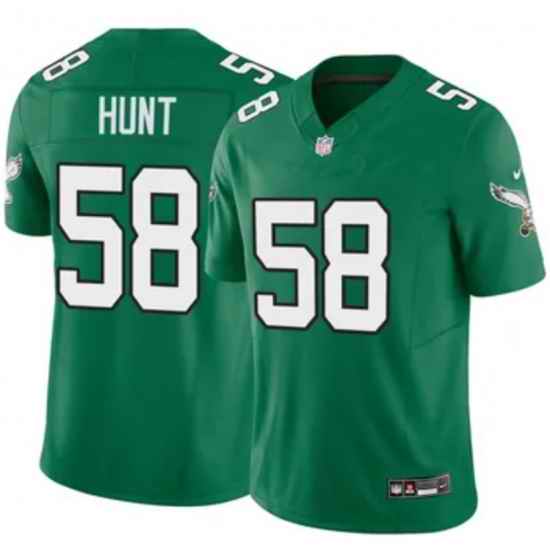 Men Philadelphia Eagles Nike Jalyx Hunt #58 Kelly Green Stitched NFL Jersey