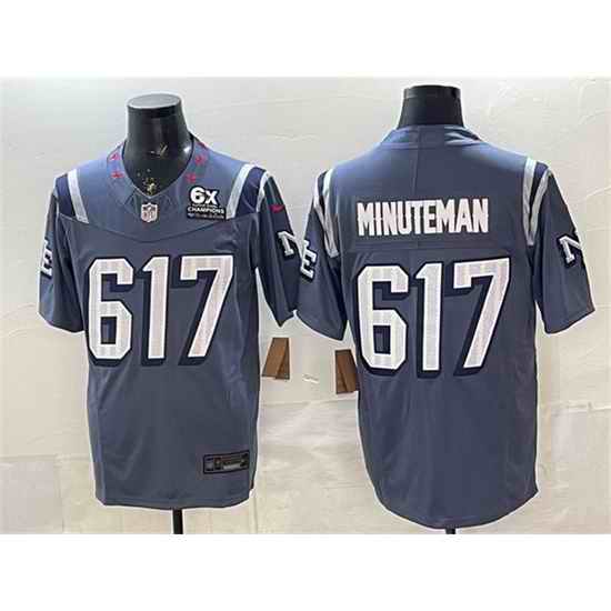 Men New England Patriots 617 Minuteman 2025 F U S E  With 6x Super Bowl Champions Patch  Rivalries Vapor Limited Stitched Football Jersey