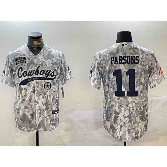 Men Dallas Cowboys 11 2024 Arctic Camo Salute To Service Stitched Baseball Jersey 3