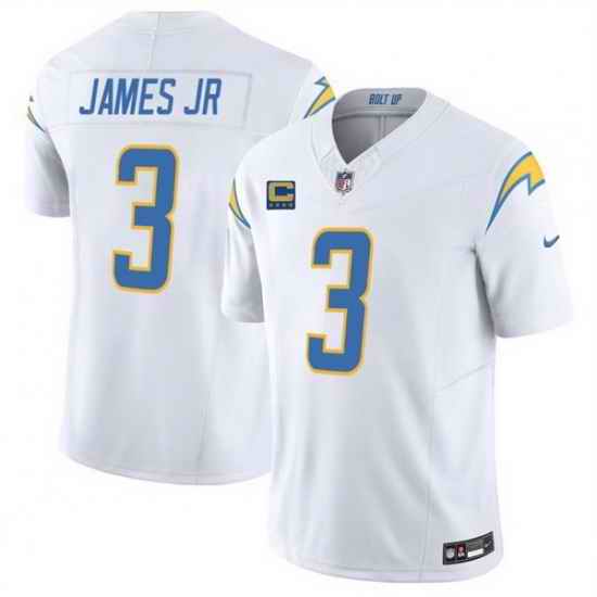Men Los Angeles Chargers 3 Derwin James JR White 2025 F U S E With 4 Star C Patch Vapor Limited Stitched Football Jersey