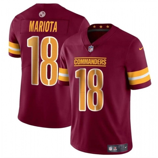 Men Washington Commanders 18 Marcus Mariota Burgundy 2024 Vapor Limited Stitched Football Jersey