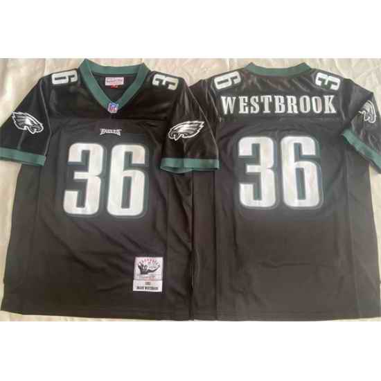 Men Philadelphia Eagles 36 Brian Westbrook Black Throwback Stitched Football Jersey