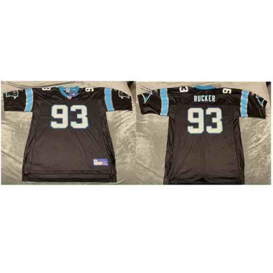 Men Carolina Panthers MIKE RUCKER #93 Black Stitched Reebok NFL Jersey