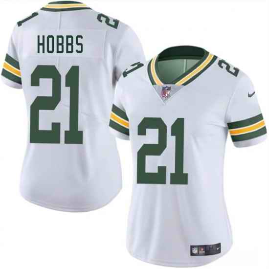 Women Green Bay Packers 21 Nate Hobbs White 2025 Vapor Untouchable Limited Stitched Jersey