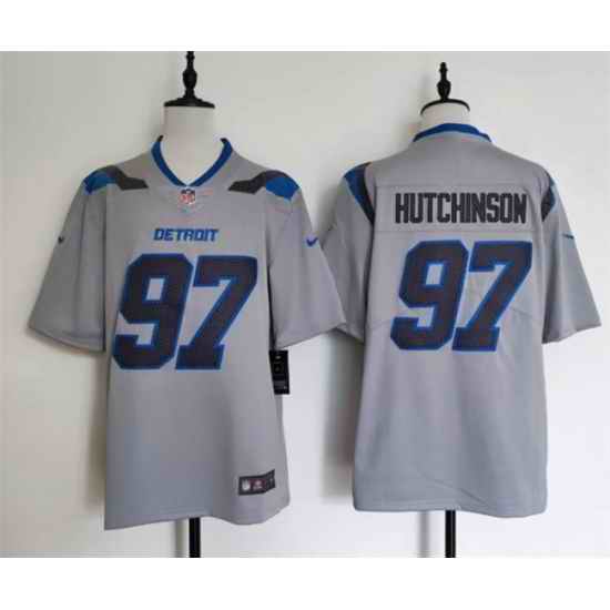 Men Detroit Lions 97 Aidan Hutchinson Silver 2026 Rivalries Collection Limited Stitched Football Jersey