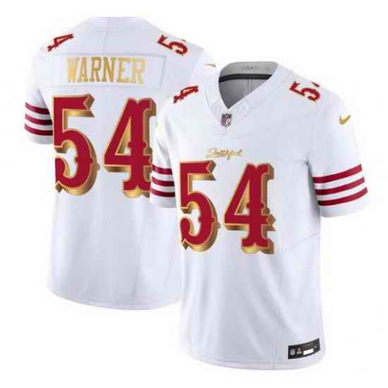 Men San Francisco 49ers 54 Fred Warner White Gold 2025 F U S E   u201CRivalries u201D Vapor Limited Stitched Football Jersey