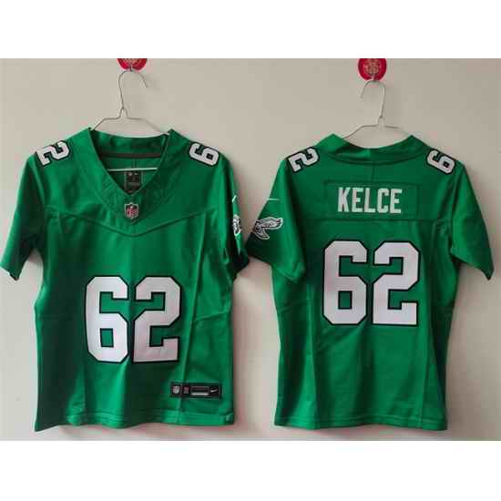 Women Philadelphia Eagles 62 Jason Kelce Kelly Green F U S E  Vapor Untouchable Limited Stitched Football Jersey