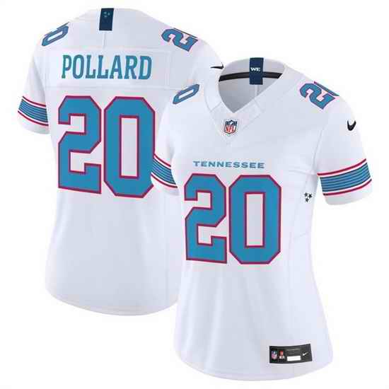 Women Tennessee Titans  20 Tony Pollard White 2026 F U S E  Vapor Limited Stitched Football Jersey