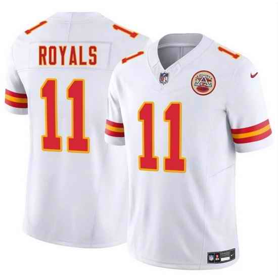 Men   Kansas City Chiefs 11 Jalen Royals White 2025 Draft F U S E  Vapor Untouchable Limited Stitched Football Jersey