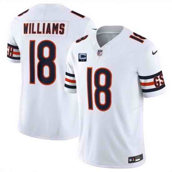 Men Chicago Bears 18 Caleb Williams White 2025 F U S E  With 2 Star C Patch Vapor Untouchable Limited Stitched Football Jersey
