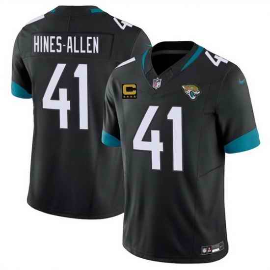 Men Jacksonville Jaguars 41 Josh Hines Allen Black 2025 With 4 Star C Patch F U S E  Vapor Limited Stitched Football Jersey