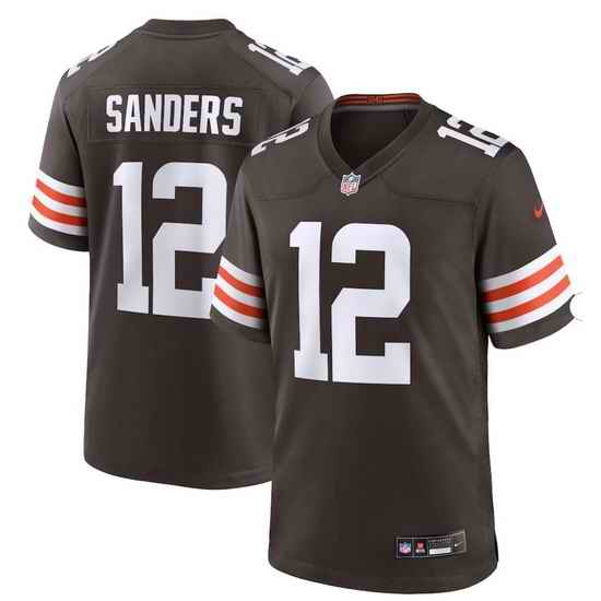 Men's Nike Shedeur Sanders Brown Cleveland Browns #12 2025 NFL Draft Game Jersey