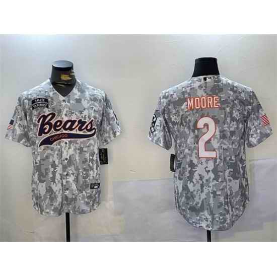 Men Chicago Bears 2 DJ Moore 2024 Arctic Camo Salute To Service Stitched Baseball Jersey