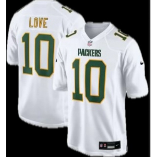 Women Green Bay Packers #10 Jordan Love white green limited jersey