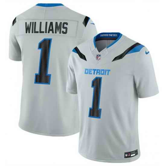 Men Detroit Lions  1 Jameson Williams Silver 2026 F U S E  Rivalries Collection Limited Stitched Football Jersey