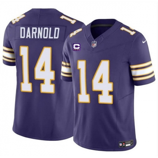 Men Minnesota Vikings 14 Sam Darnold Purple 2024 F U S E  Throwback With 4 Star C Patch Vapor Untouchable Limited Stitched Jersey