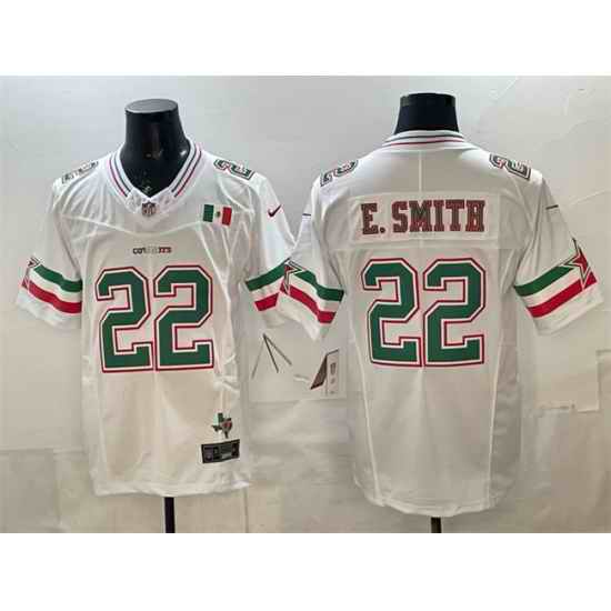 Men Dallas Cowboys 22 Emmitt Smith 2024 Mexico White F U S E  Stitched Football Jersey