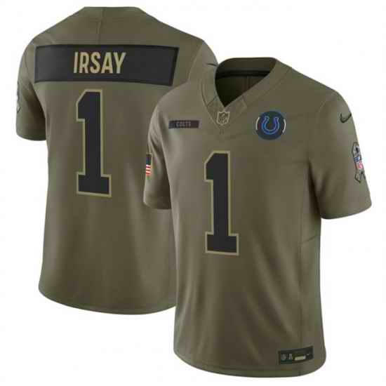 Men Indianapolis Colts 1 Jim Irsay Olive 2025 F U S E  Salute to Service Limited Stitched Football Jersey