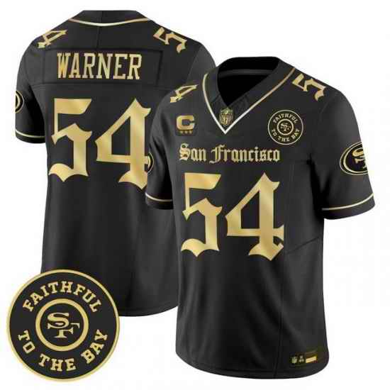 Men San Francisco 49ers 54 Fred Warner Gothic Edition Black Gold Vapor Limited Jersey