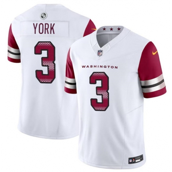 Men Washington Commanders 3 Cade York White 2024 F U S E Vapor Limited Stitched Football Jersey