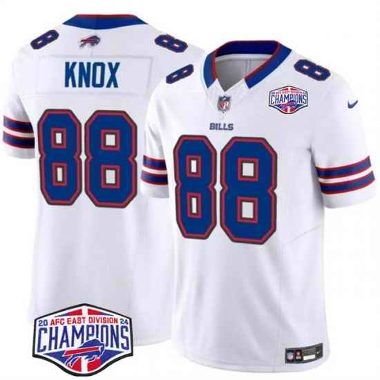 Men Buffalo Bills 88 Dawson Knox White F U S E  2024 AFC East Division Champions Vapor Limited Stitched Football Jersey