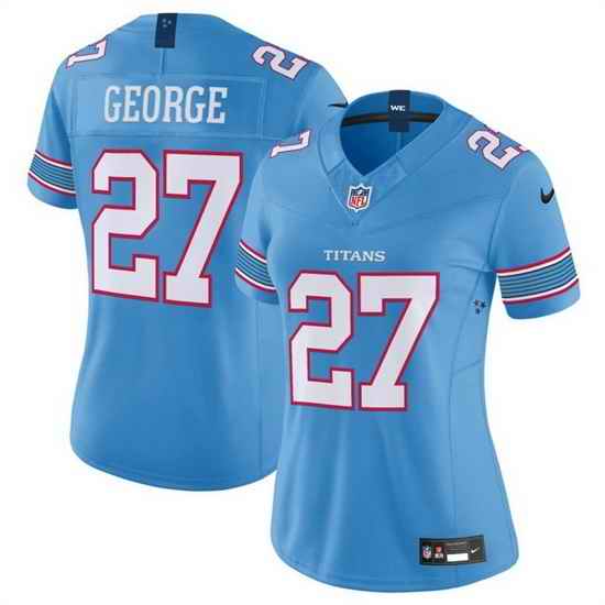 Women Tennessee Titans  27 Eddie George Light Blue 2026 F U S E  Vapor Limited Stitched Football Jersey