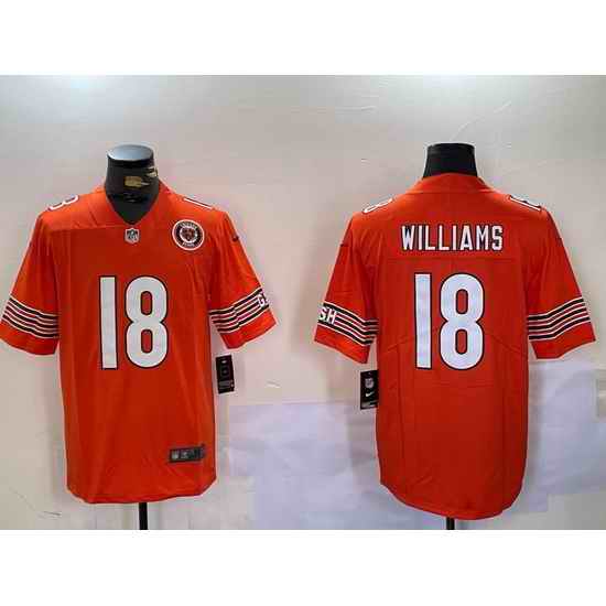 Men Chicago Bears 18 Caleb Williams Orange 2024 Draft F U S E Vapor Stitched Football Jersey
