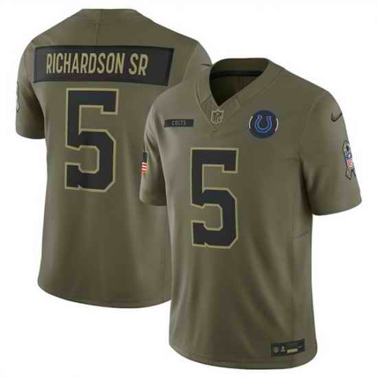 Men Indianapolis Colts 5 Anthony Richardson Olive 2025 Salute to Service Limited Stitched Football Jersey