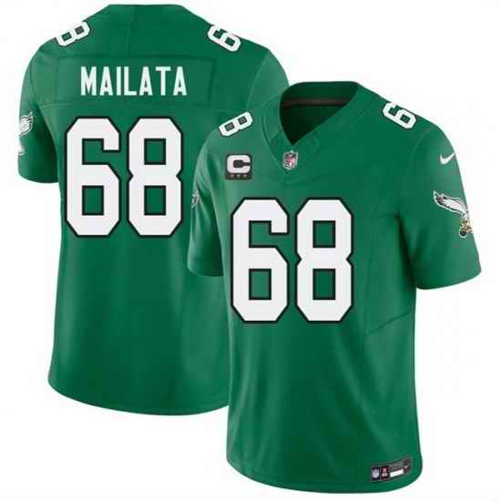 Men Philadelphia Eagles 68 Jordan Mailata Kelly Green 2026 F U S E 3 Star C Patch Throwback Vapor Untouchable Limited Stitched Football Jersey