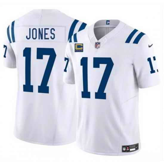 Men Indianapolis Colts 17 Daniel Jones White 2025 F U S E  With 4 Star C Patch Vapor Limited Stitched Football Jersey