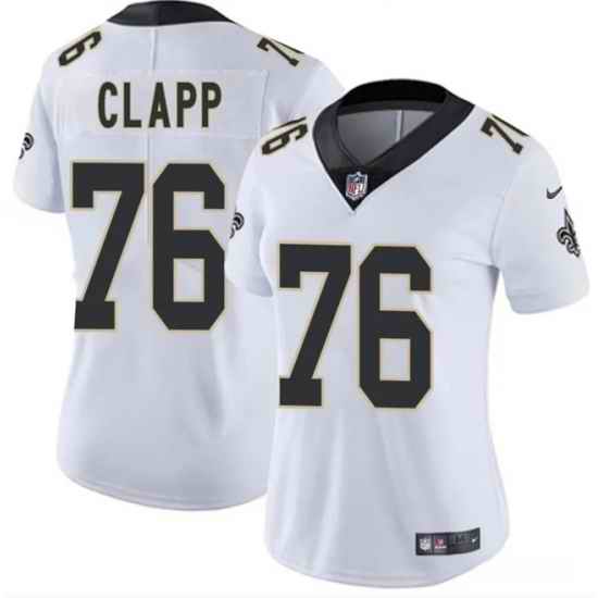 Women New Orleans Saints 76 Will Clapp White 2025 Vapor Stitched Game Jersey