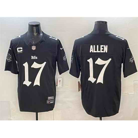 Men Buffalo Bills 17 Josh Allen Black F U S E   Gothic Cold Front Edition With 4 Star C Patch Vapor Limited Stitched Football Jersey