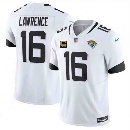 Men Jacksonville Jaguars 16 Trevor Lawrence White 2025 F U S E  With 4 Star C Patch Vapor Limited Stitched Football Jersey
