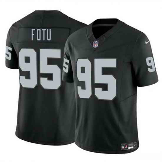 Men Las Vegas Raiders 95 Leki Fotu Black 2025 F U S E  Vapor Stitched Football Jersey
